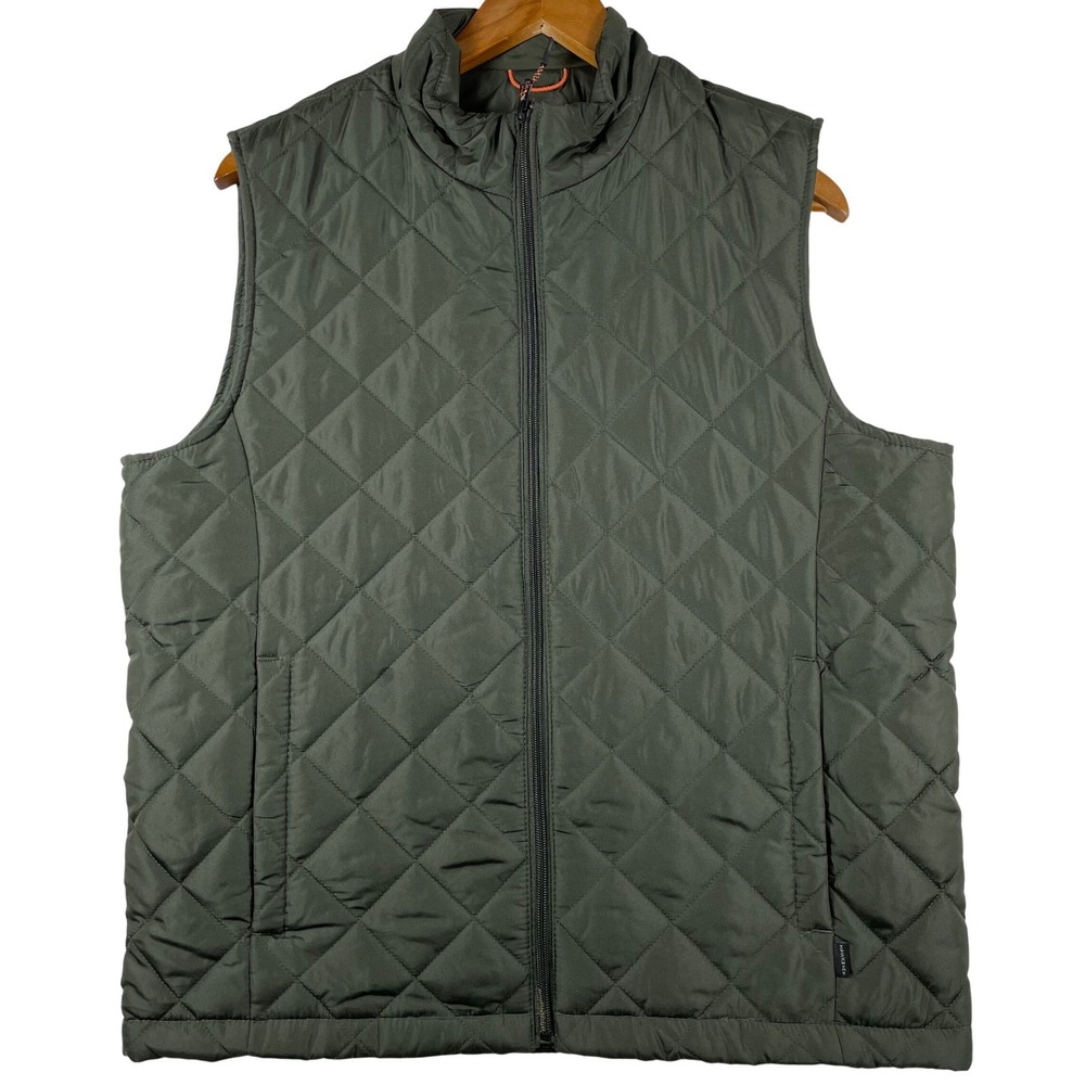 HAWKE & CO SPORT Quilted Vest Men's Medium Green Full Zip Performance Outerwear